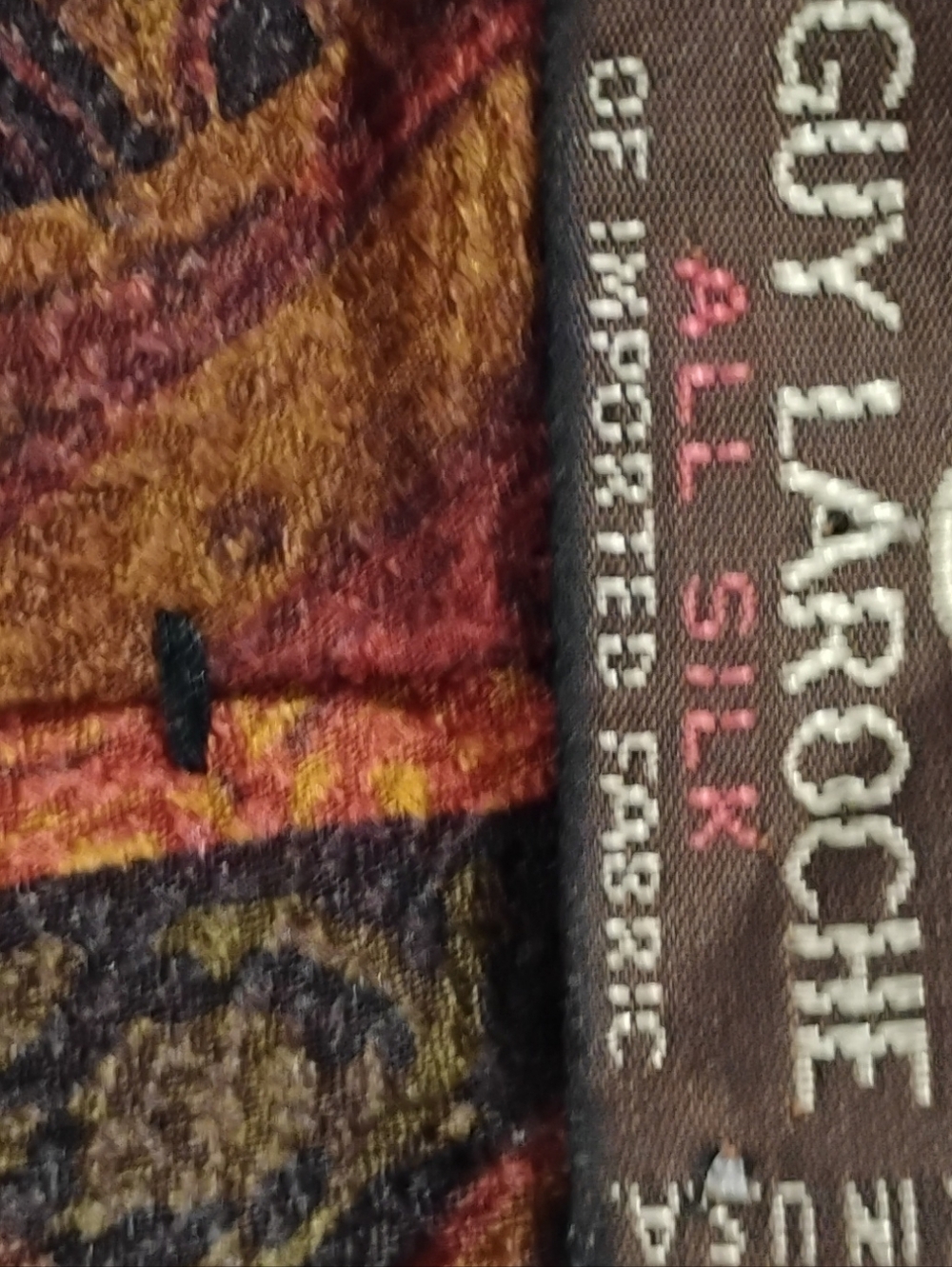 Vintage 1970s 1980s Guy Laroche All Silk Print Tie OS - Picture 3 of 4